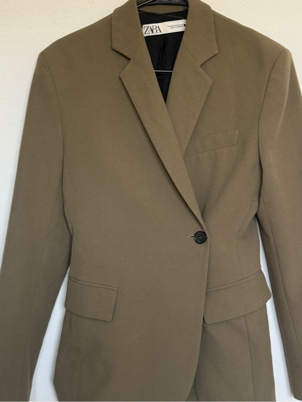 Zara Olive Blazer with Notched Lapel